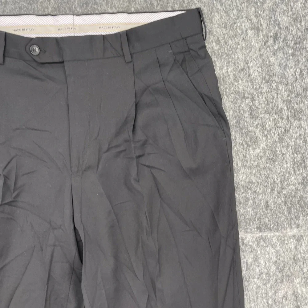 Kirkland Signature Pants Mens 34x30 Black Made In Italy Pleated Dress Trousers